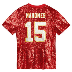Patrick Mahomes Kansas City Chiefs Girls Youth Sequin V-Neck Fashion Jersey Red - NFL
