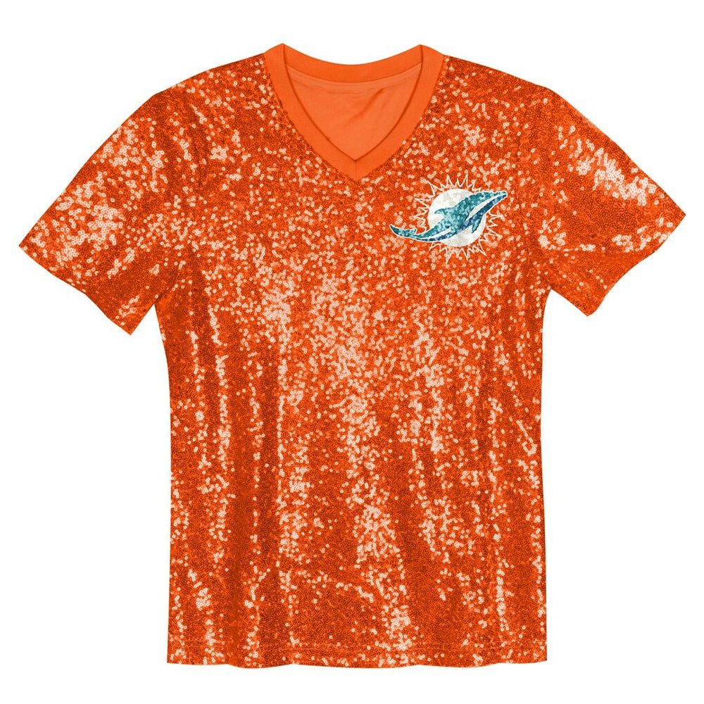 Tyreek Hill Miami Dolphins Girls Youth Sequin V-Neck Fashion Jersey Orange - NFL