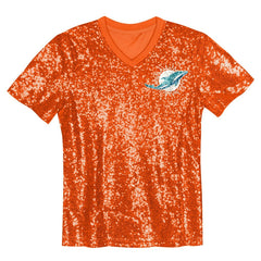 Tyreek Hill Miami Dolphins Girls Youth Sequin V-Neck Fashion Jersey Orange - NFL