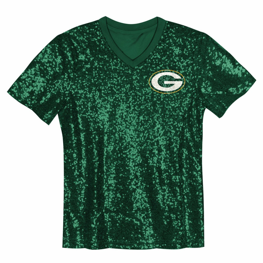 Jordan Love Green Bay Packers Girls Youth Sequin V-Neck Fashion Jersey Green - NFL