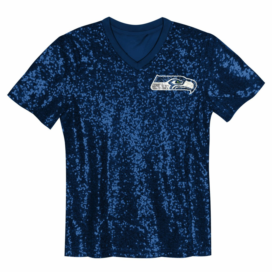 12 Fan Seattle Seahawks Girls Youth Sequin V-Neck Fashion Jersey - College Navy for sale | NFL Jerseys