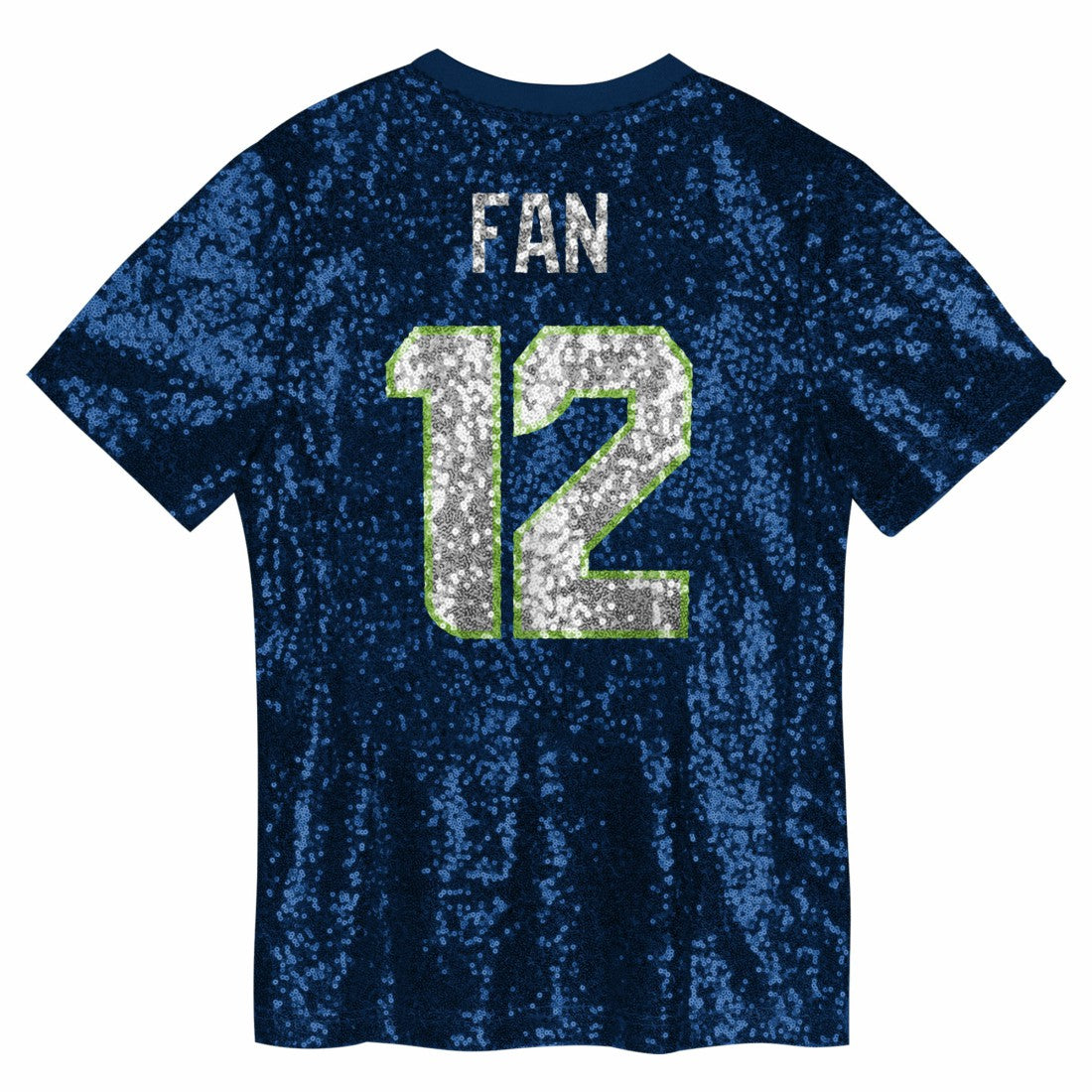 12 Fan Seattle Seahawks Girls Youth Sequin V-Neck Fashion Jersey College Navy - NFL