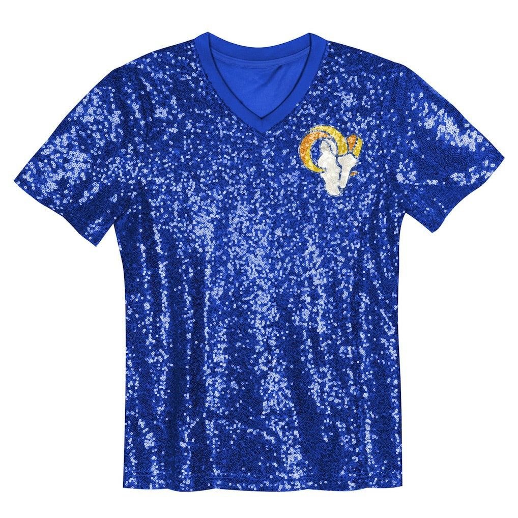Puka Nacua Los Angeles Rams Girls Youth Sequin V-Neck Fashion Jersey - Royal sale | NFL Jerseys