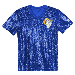 Puka Nacua Los Angeles Rams Girls Youth Sequin V-Neck Fashion Jersey Royal - NFL