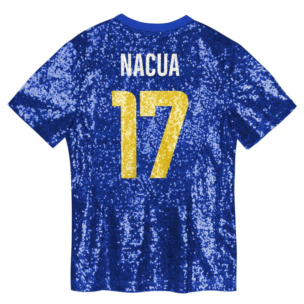 Puka Nacua Los Angeles Rams Girls Youth Sequin V-Neck Fashion Jersey Royal - NFL