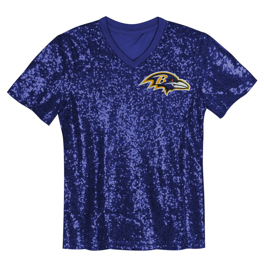 Lamar Jackson Baltimore Ravens Girls Youth Sequin V-Neck Fashion Jersey Purple - NFL