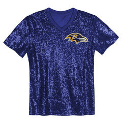 Lamar Jackson Baltimore Ravens Girls Youth Sequin V-Neck Fashion Jersey Purple - NFL