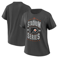 Philadelphia Flyers - WEAR by Erin Andrews Women's 2024 NHL Stadium Series Boyfriend T-Shirt Charcoal
