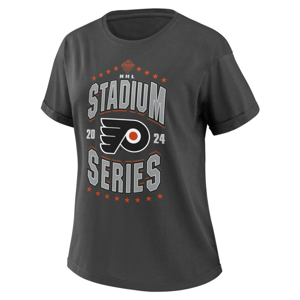 Philadelphia Flyers - WEAR by Erin Andrews Women's 2024 NHL Stadium Series Boyfriend T-Shirt Charcoal