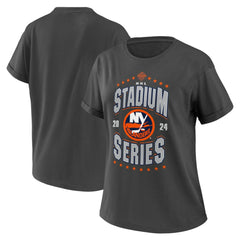 New York Islanders - WEAR by Erin Andrews Women's 2024 NHL Stadium Series Boyfriend T-Shirt Charcoal