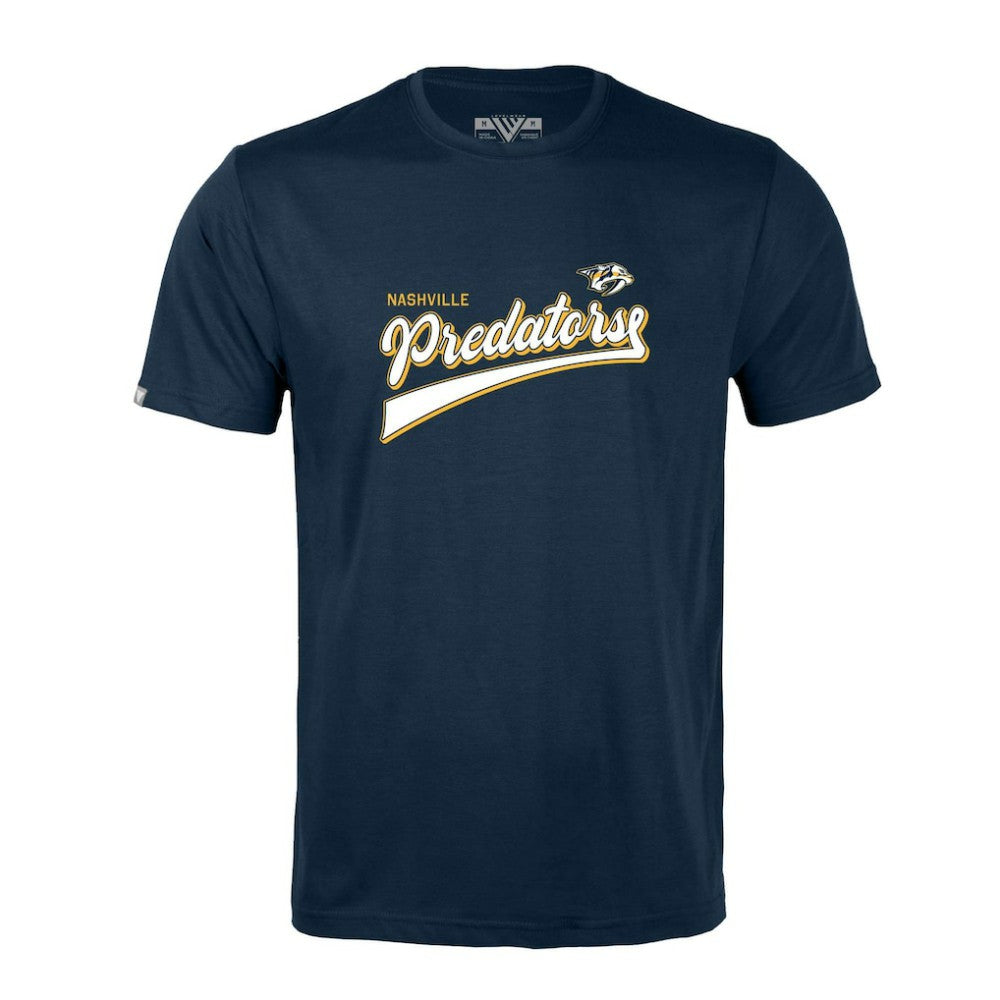Nashville Predators - Levelwear Richmond Retro Script T-Shirt Navy
