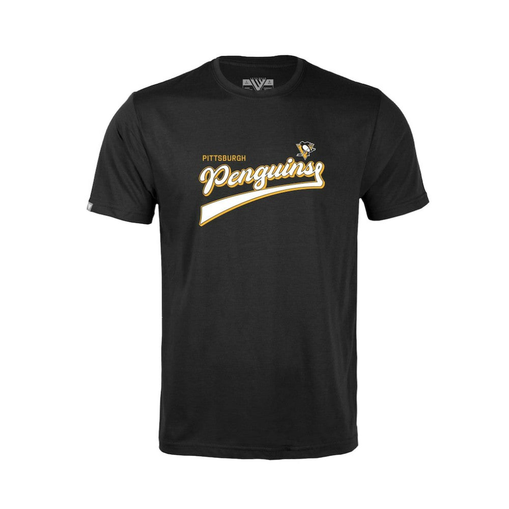 Pittsburgh Penguins Levelwear Youth Little Richmond Retro Script T-Shirt Black