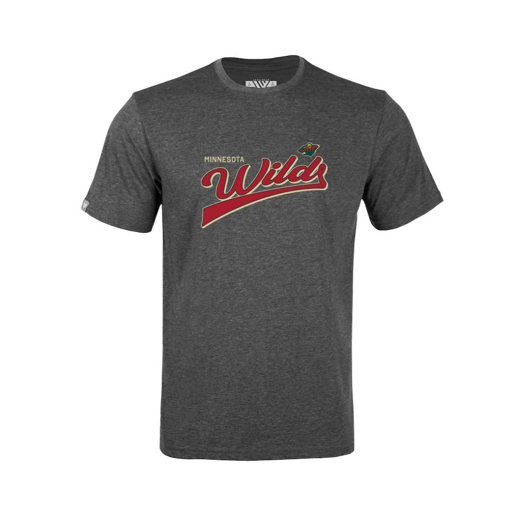 Minnesota Wild - Levelwear Youth Little Richmond Retro Script T-Shirt Charcoal