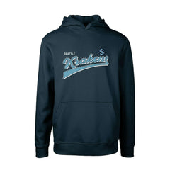 Seattle Kraken Levelwear Youth Podium Retro Script Fleece Pullover Hoodie Deep Sea Blue