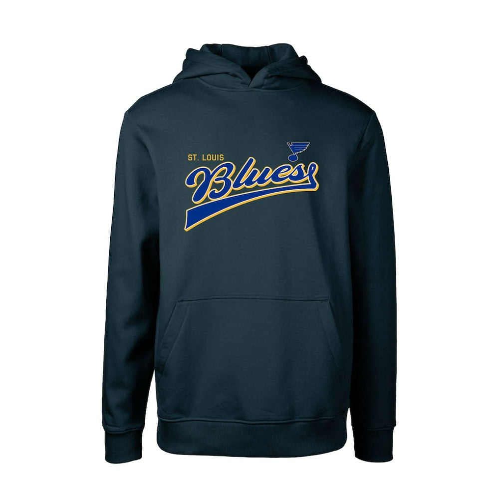 St. Louis Blues - Levelwear Youth Podium Retro Script Fleece Pullover Hoodie Navy