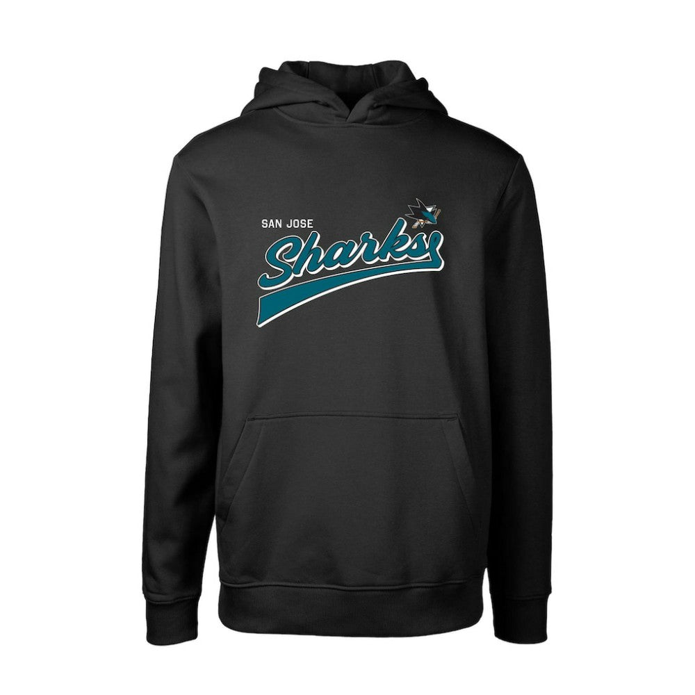 San Jose Sharks - Levelwear Youth Podium Retro Script Fleece Pullover Hoodie Black