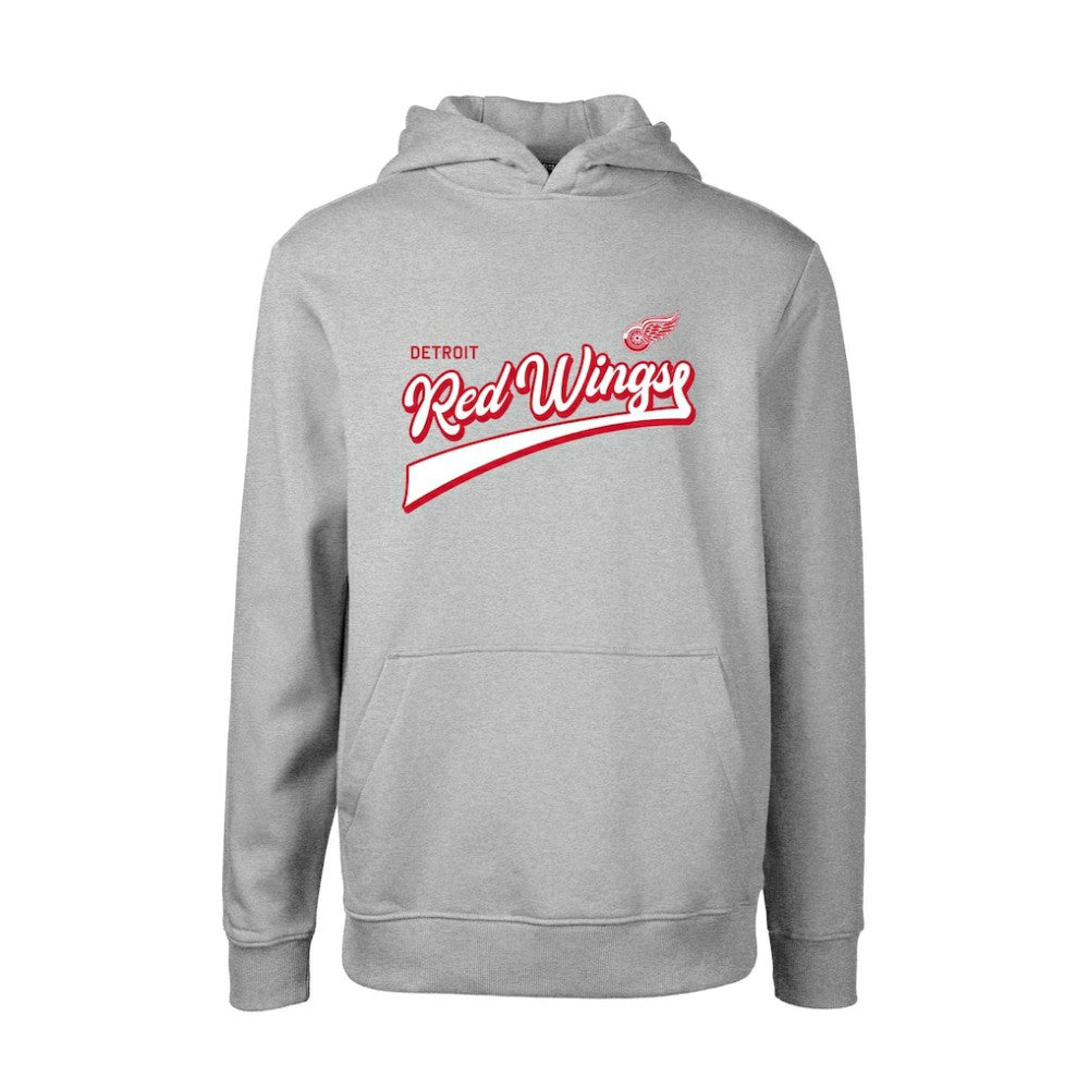 Detroit Red Wings - Levelwear Youth Podium Retro Script Fleece Pullover Hoodie Gray