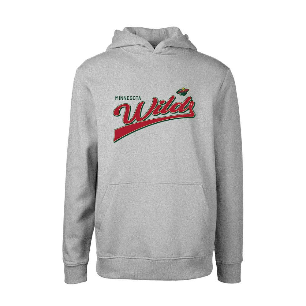 Minnesota Wild - Levelwear Youth Podium Retro Script Fleece Pullover Hoodie Gray