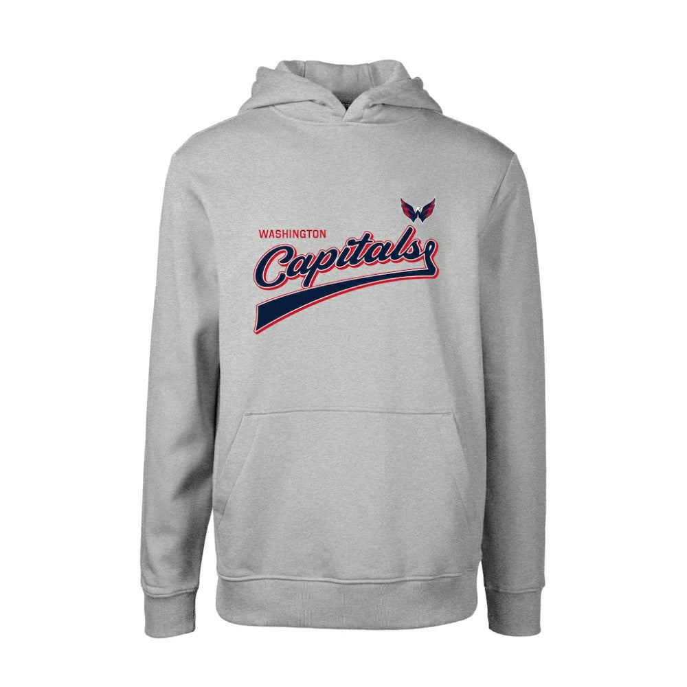Washington Capitals Levelwear Youth Podium Retro Script Fleece Pullover Hoodie Gray