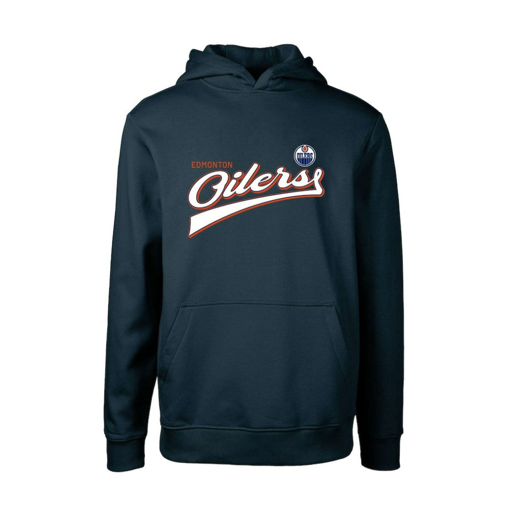 Edmonton Oilers - Levelwear Youth Podium Retro Script Fleece Pullover Hoodie Navy