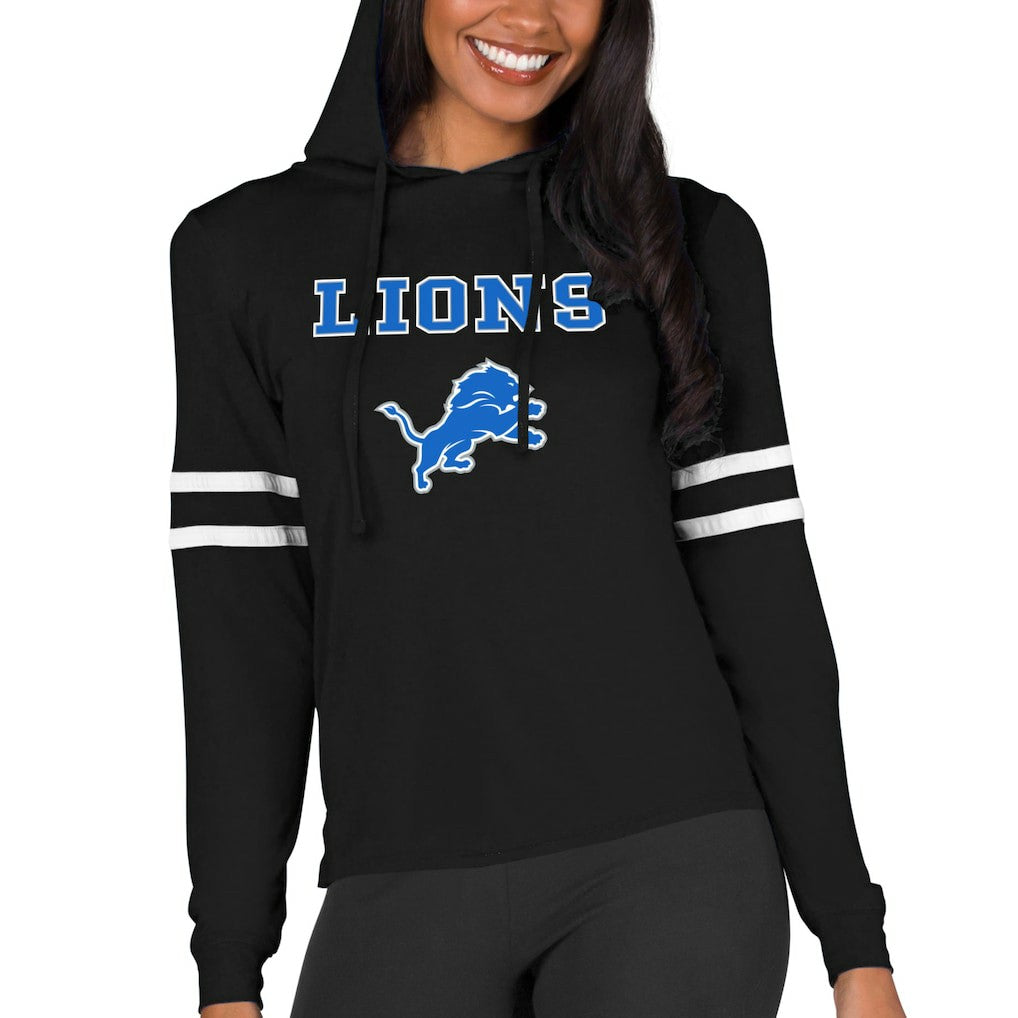 Detroit Lions Concepts Sport Women's Marathon Lightweight Lounge Pullover Hoodie Black - NFL