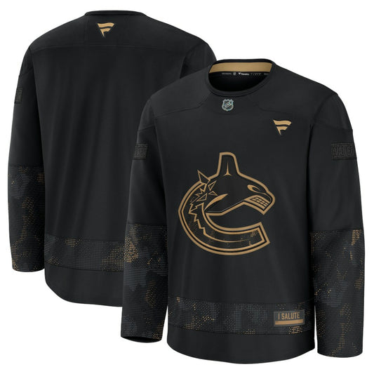 Vancouver Canucks Fanatics 2024 Military Appreciation Practice Jersey - Black | NHL Jerseys