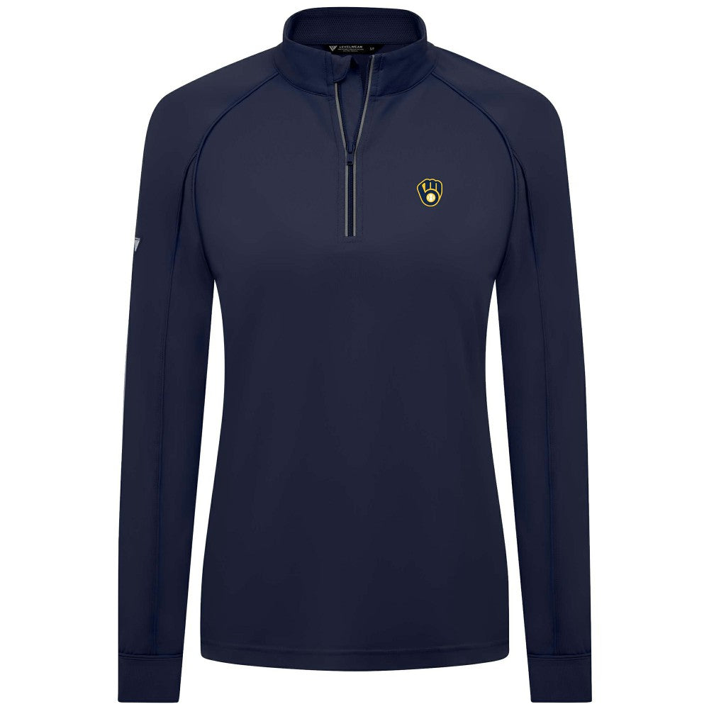 Milwaukee Brewers Levelwear Women's Kinetic Insignia Quarter-Zip Pullover for sale