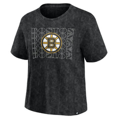 Boston Bruins Fanatics Women's Faded Wash T-Shirt Black