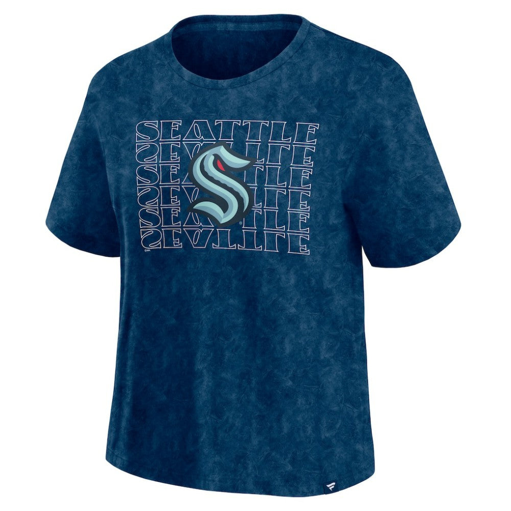 Seattle Kraken Fanatics Women's Faded Wash T-Shirt Deep Sea Blue