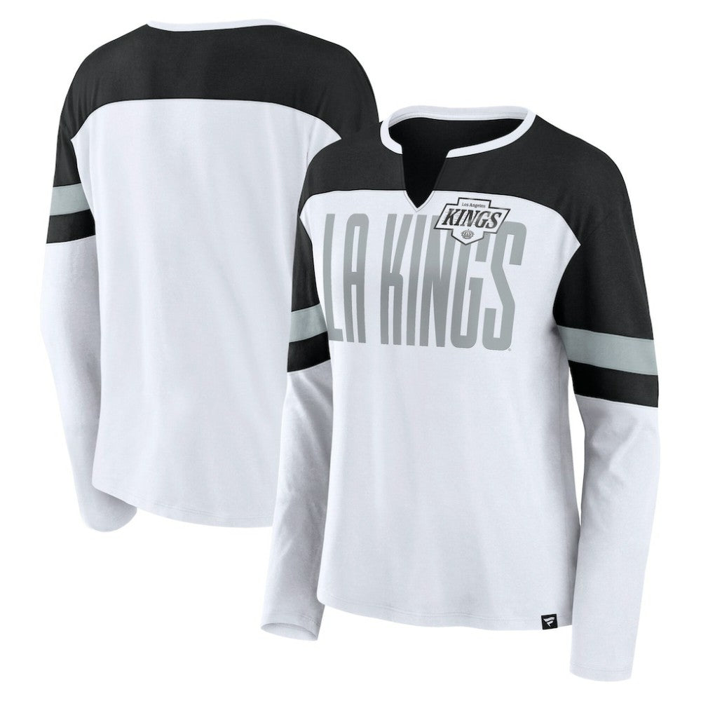 Los Angeles Kings - Fanatics Women's Frozen Long Sleeve Notch Neck T-Shirt White/Black