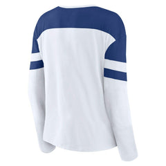 Toronto Maple Leafs - Fanatics Women's Frozen Long Sleeve Notch Neck T-Shirt White/Blue