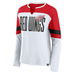Detroit Red Wings - Fanatics Women's Frozen Long Sleeve Notch Neck T-Shirt White/Red