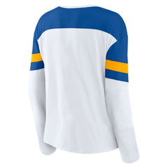 St. Louis Blues - Fanatics Women's Frozen Long Sleeve Notch Neck T-Shirt White/Blue