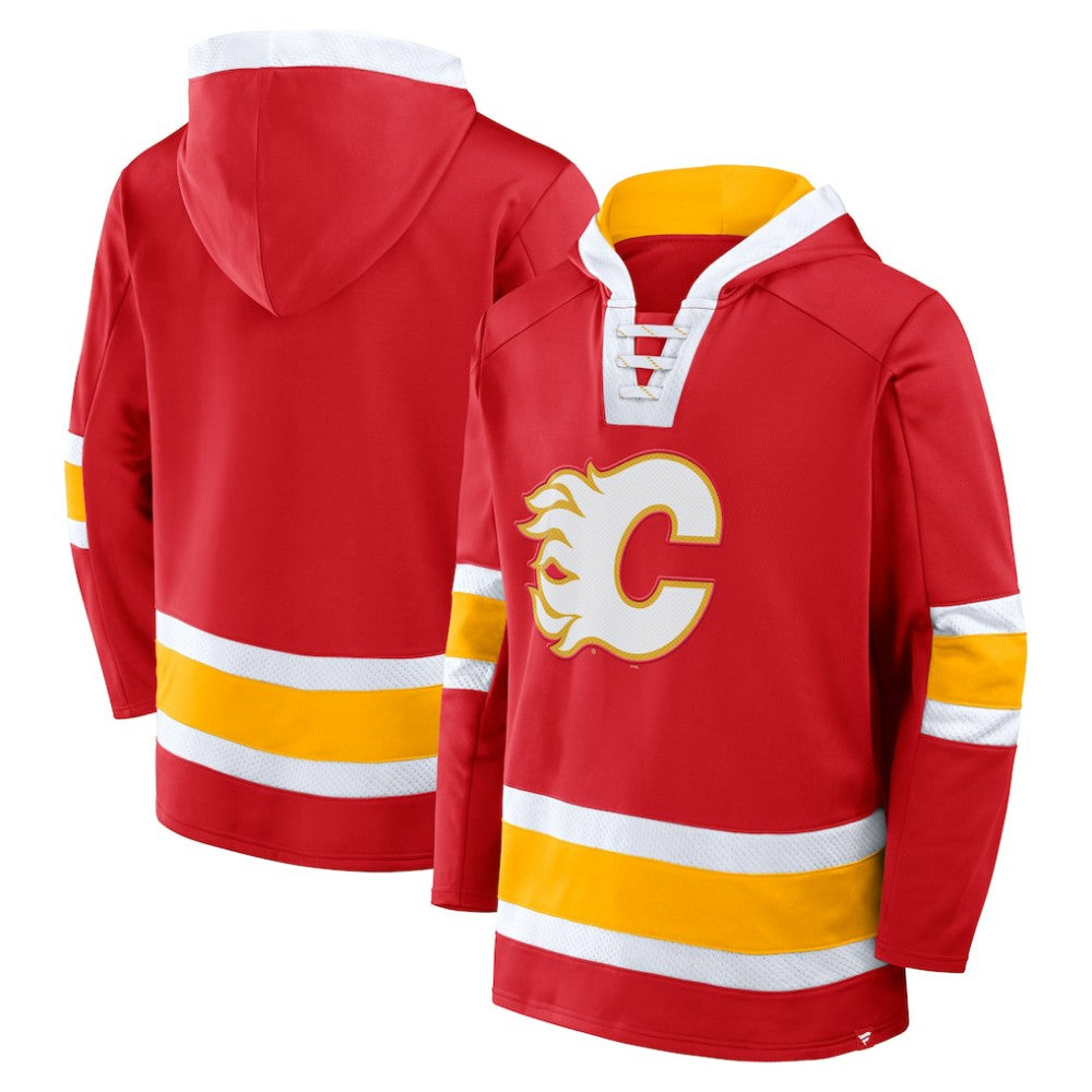 Calgary Flames - Fanatics Inside Line Fleece Pullover Hoodie- Red