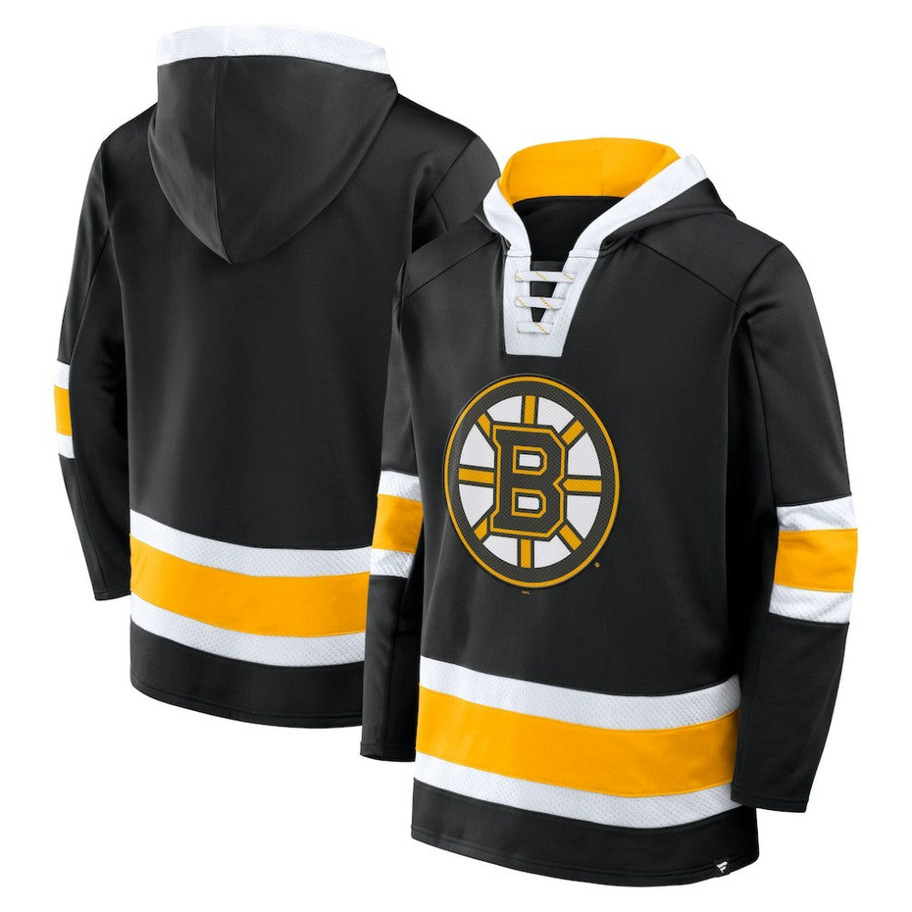 Boston Bruins Fanatics Inside Line Fleece Pullover Hoodie- Black