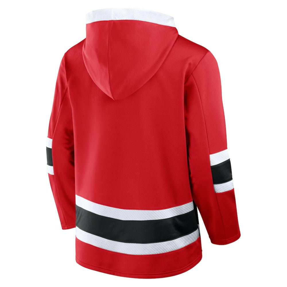 Chicago Blackhawks Fanatics Inside Line Fleece Pullover Hoodie- Red