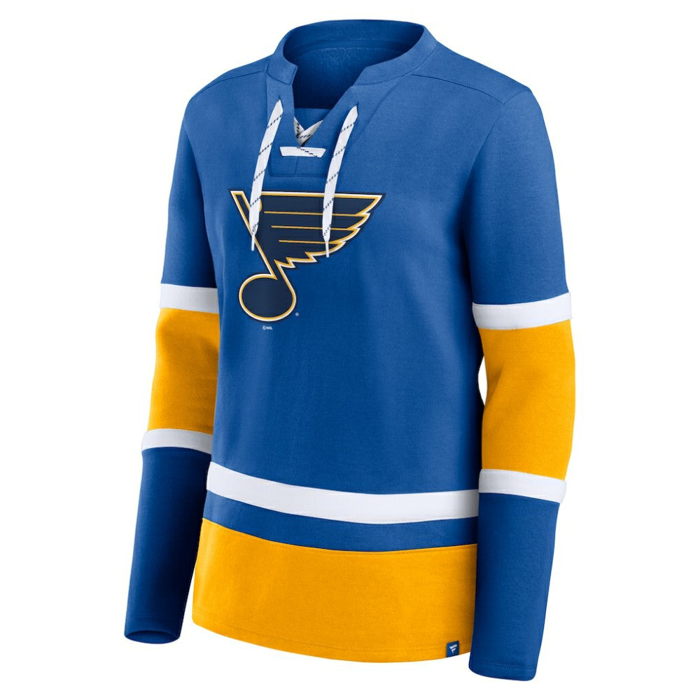 St. Louis Blues - Fanatics Women's Prime Time Lace-Up Long Sleeve T-Shirt Blue
