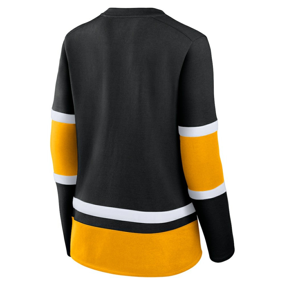 Boston Bruins Fanatics Women's Prime Time Lace-Up Long Sleeve T-Shirt Black