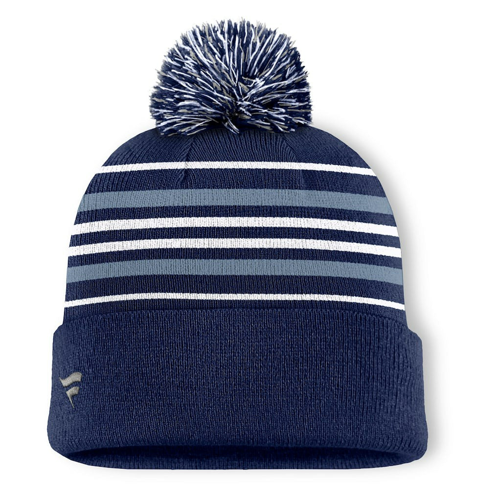 Dallas Cowboys Fundamental Striped Cuffed Knit Hat with Pom Navy - Fanatics