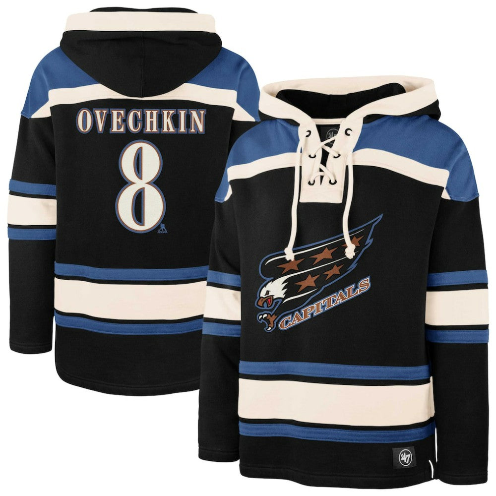 Alexander Ovechkin Washington Capitals '47 Player Name & Number Lacer Pullover Hoodie Black