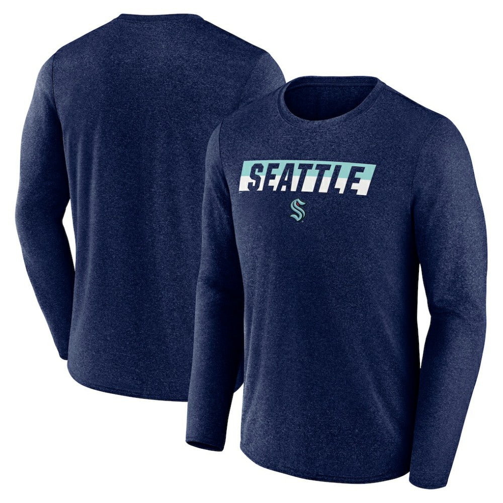 Seattle Kraken Fanatics Transition Long Sleeve T-Shirt Heather Navy