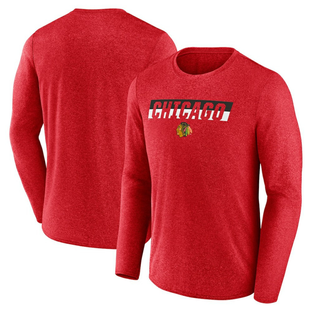 Chicago Blackhawks Fanatics Transition Long Sleeve T-Shirt Heather Red