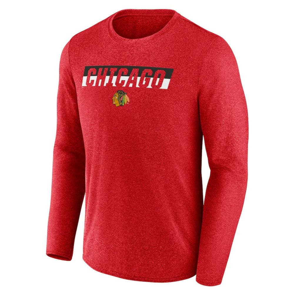 Chicago Blackhawks Fanatics Transition Long Sleeve T-Shirt Heather Red