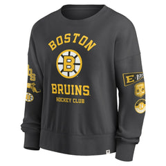 Boston Bruins Fanatics Women's Oversized Vintage Go Team Pullover Sweatshirt Black