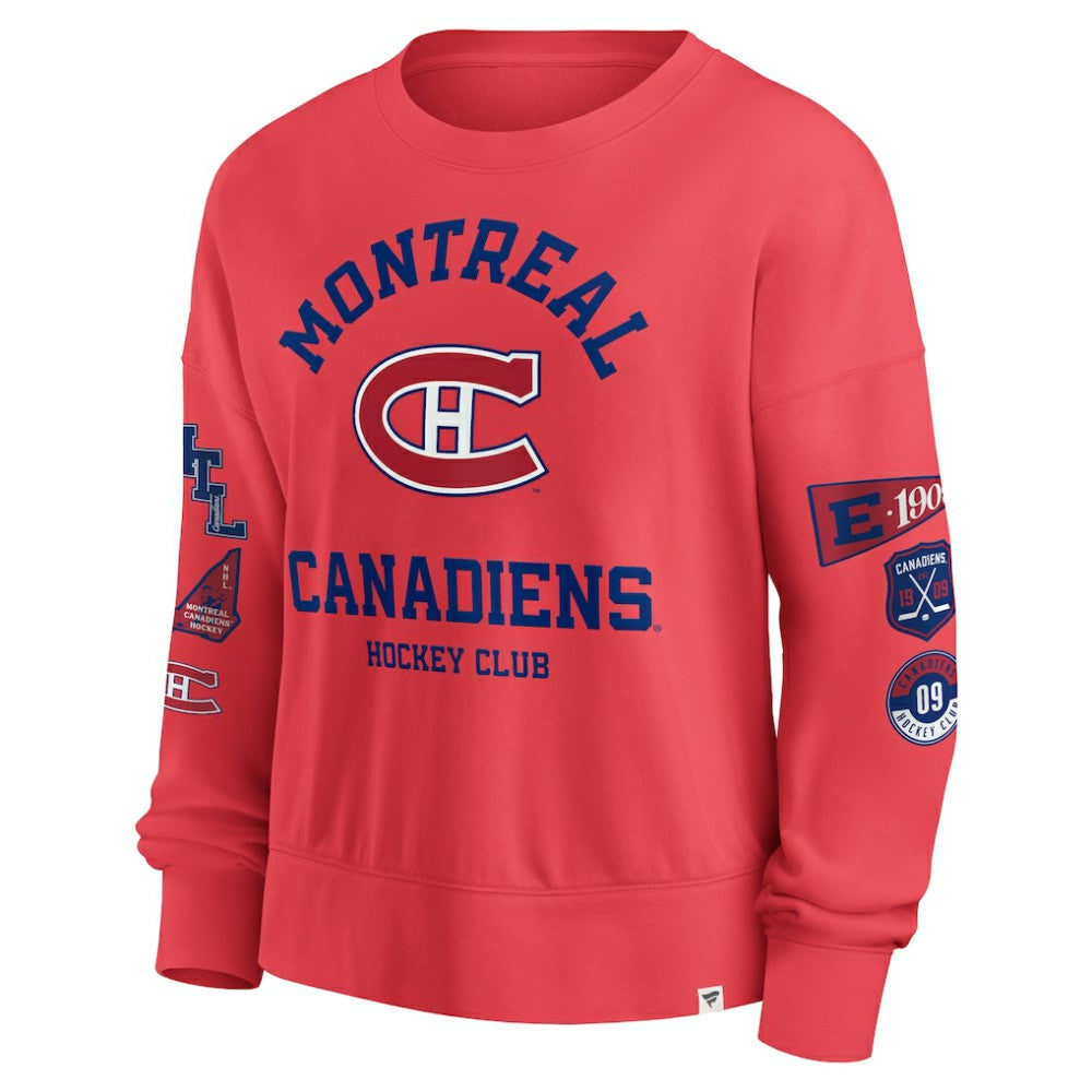 Montreal Canadiens - Fanatics Women's Oversized Vintage Go Team Pullover Sweatshirt Red