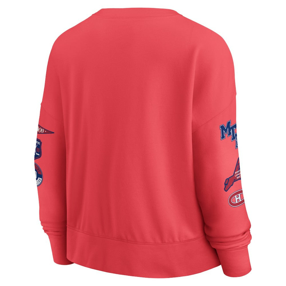 Montreal Canadiens - Fanatics Women's Oversized Vintage Go Team Pullover Sweatshirt Red