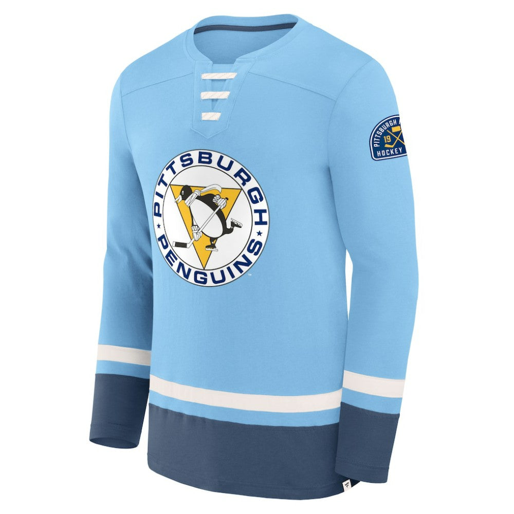 Pittsburgh Penguins Fanatics Vintage High Point Long Sleeve T-Shirt Light Blue