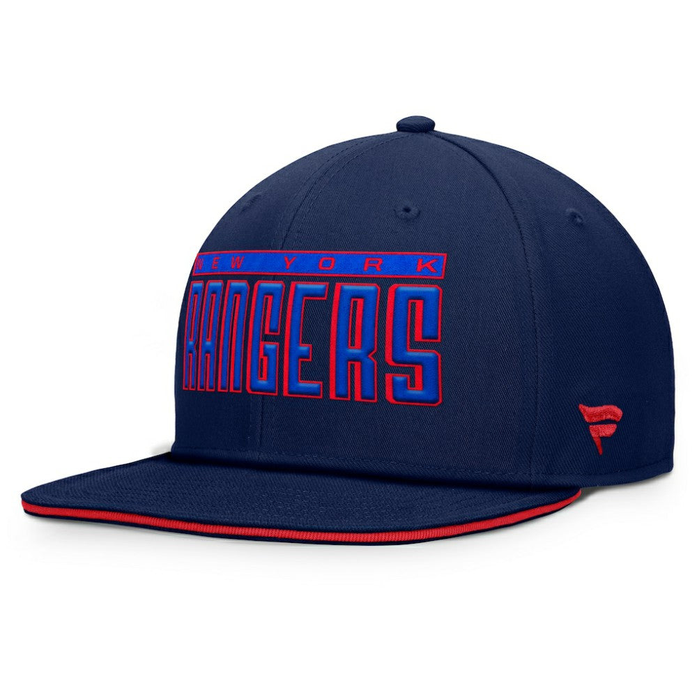 New York Rangers Fanatics Fundamental Gino Stack Snapback Hat Blue