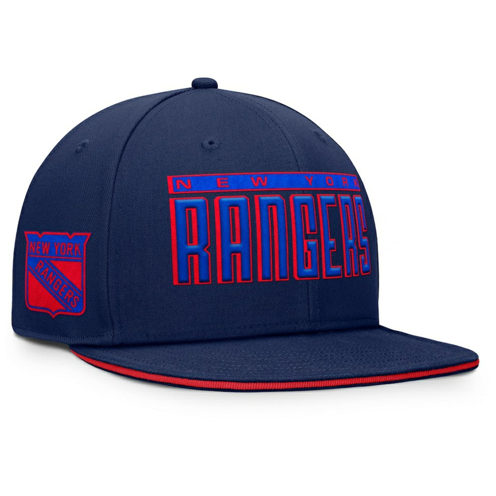 New York Rangers Fanatics Fundamental Gino Stack Snapback Hat Blue