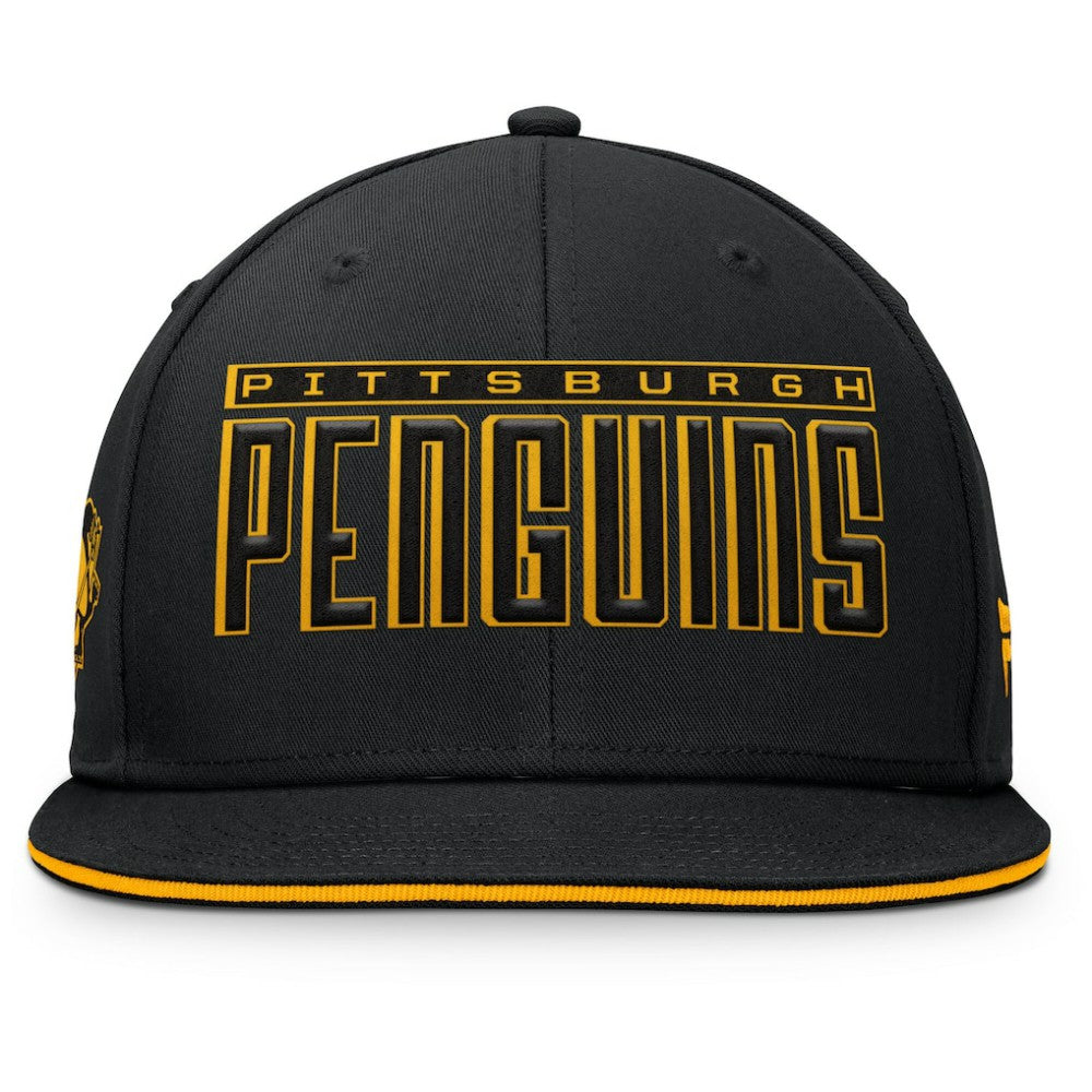 Pittsburgh Penguins Fanatics Fundamental Gino Stack Snapback Hat Black
